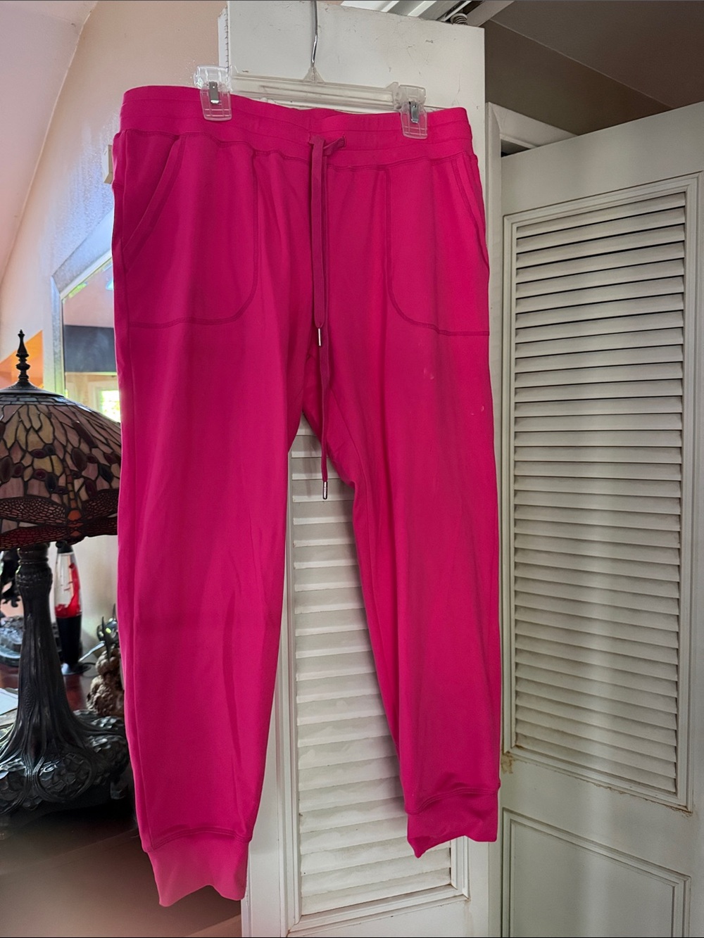 Zyia cropped Hot Pink Jogger Pants - Casual Drawstring Bottoms